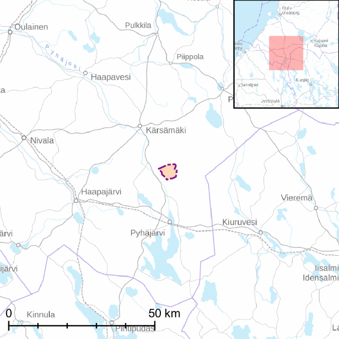 Kartta alueen sijainnista.