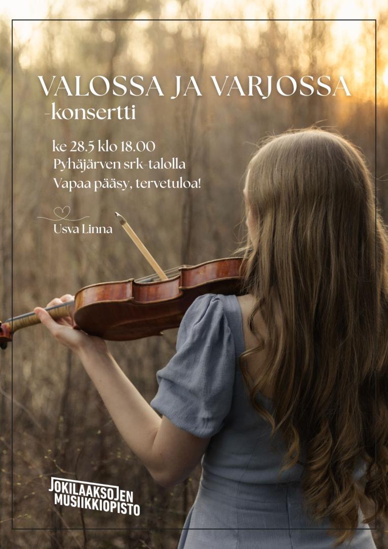 Valossa ja varjossa - konsertti 28.5 klo 18.00 seurakuntatalolla